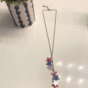 Red, white, and blue long star necklace